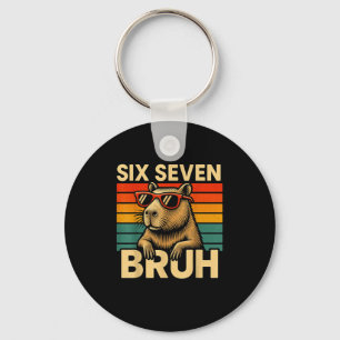 Six Seven Bruh Capybara Retro Vintage Funny 67 Mem Key Ring