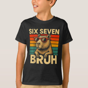 Six Seven Bruh Capybara Retro Vintage Funny 67 Mem T-Shirt