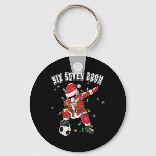 Six Seven Bruh Christmas Soccer Santa Dabbing Funn Key Ring