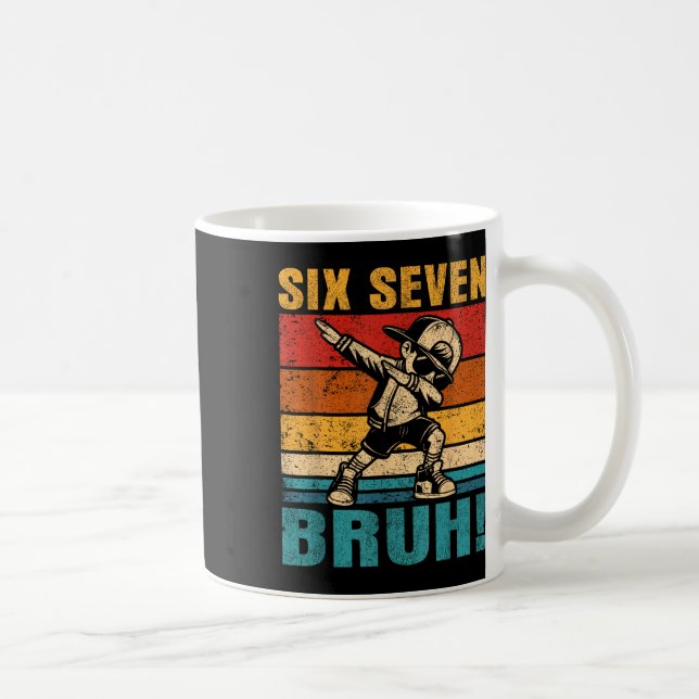 Six Seven Bruh Dabbing Boy Funny 67 Meme Gen Alpha Coffee Mug (Right)