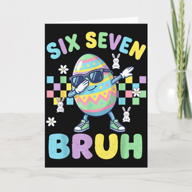 Six Seven Bruh Dabbing Easter Egg Funny Easter 67  Card (Front)