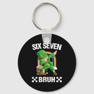 Six Seven Bruh Dabbing Leprechaun St Patricks Day Key Ring