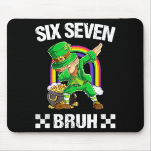 Six Seven Bruh Dabbing Leprechaun St Patricks Day  Mouse Pad