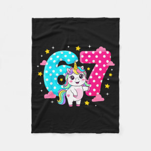 Six Seven Bruh Dabbing Unicorn 6 7 Meme 7th Birthd Fleece Blanket