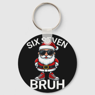 Six Seven Bruh Funny 67 Meme Christmas Santa Key Ring
