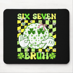 Six Seven Bruh Funny 67 Meme St Patricks Day Girl Mouse Pad