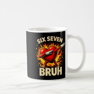 Six Seven Bruh Heart Dabbing Retro Love Meme Valen Coffee Mug
