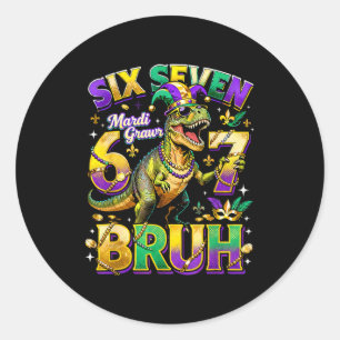 Six Seven Bruh Mardi Gras 67 Alligator Meme _3 Classic Round Sticker