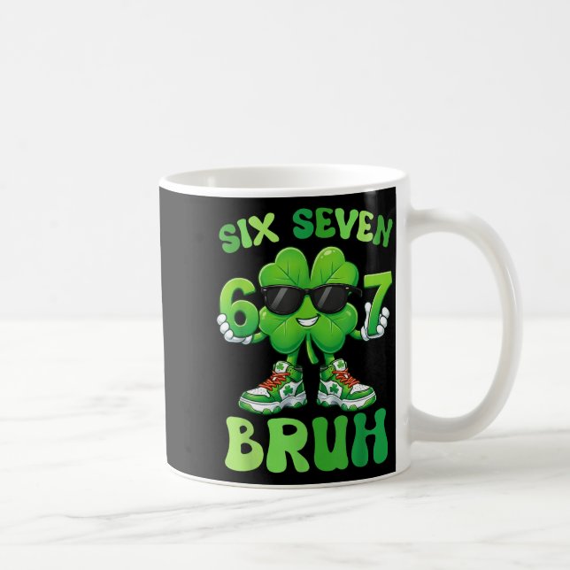 Six seven bruh meme 67 dabbing shamrock st patrick coffee mug (Right)