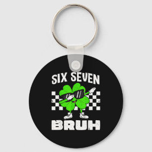 Six seven bruh meme 67 dabbing shamrock st patrick key ring