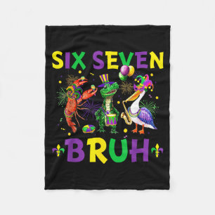 Six Seven Bruh Meme Alligator Crawfish Pelican Mar Fleece Blanket