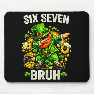 Six Seven Bruh Patricks Day Dabbing Leprechaun Mouse Pad