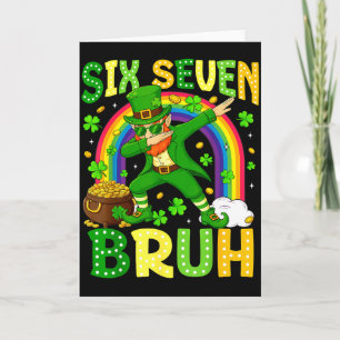 Six Seven Bruh St Patricks Day Leprechaun Dabbing Card
