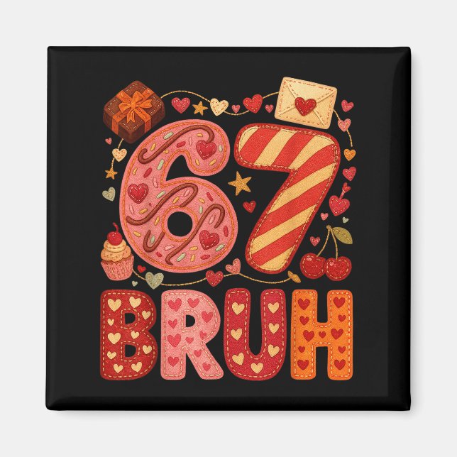 Six Seven Bruh Valentine Heart 67 Cute Kids Meme B Magnet (Front)