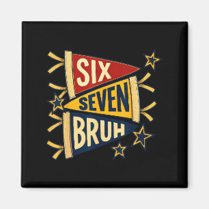 Six Seven Bruh Vintage Pennant Graphic Tee  Magnet