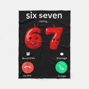Six Seven Calling Meme Minimalist Trendy Phone Scr Fleece Blanket