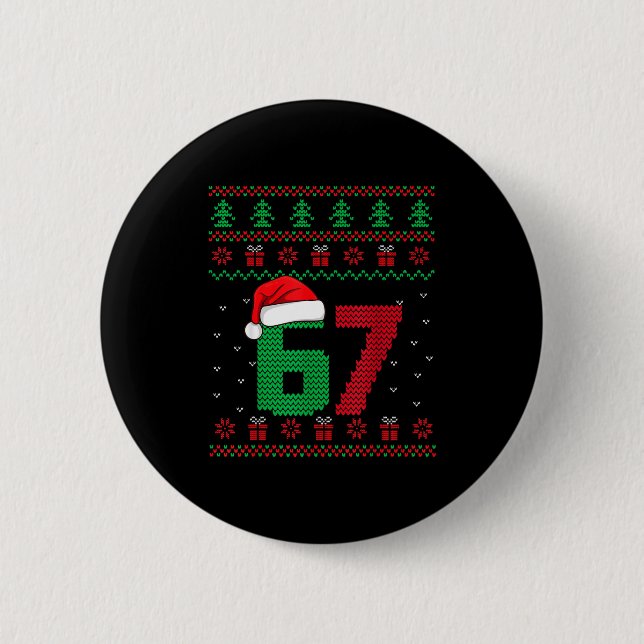 Six Seven Christmas 6 7 Ugly Christmas Sweater  6 Cm Round Badge (Front)