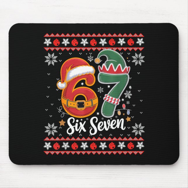 Six Seven Christmas 6 7 Ugly Christmas Sweater Boy Mouse Pad (Front)