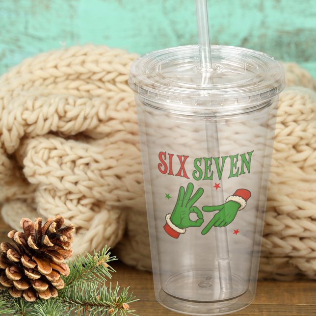 Six Seven Christmas Hands Meme Acrylic Tumbler (Creator Uploaded)