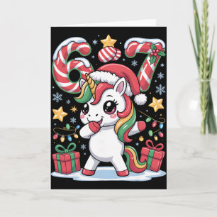 Six Seven Christmas Unicorn Meme Funny Cute Holida Card