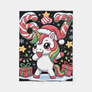 Six Seven Christmas Unicorn Meme Funny Cute Holida Fleece Blanket