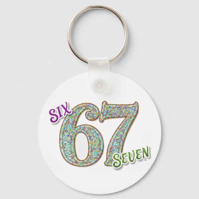 Six Seven Confetti Brain Rot Key Ring (Front)