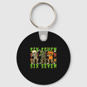 Six Seven Dabbing Skeleton Pumpkin Halloween Boys Key Ring