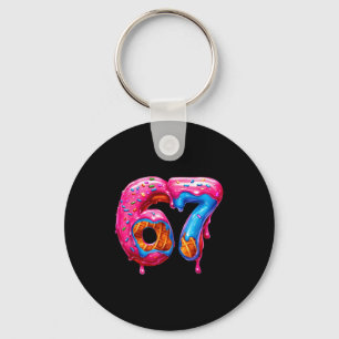 Six Seven Donut Ice Cream Drip Cool Meme Funny 67 Key Ring