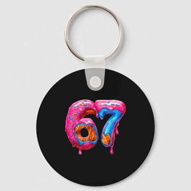 Six Seven Donut Ice Cream Drip Cool Meme Funny 67  Key Ring (Front)