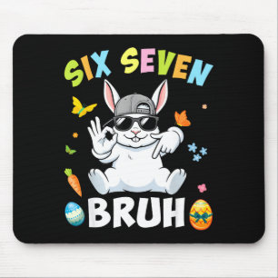 Six seven easter bunny with sunglasses cute kids 6 mouse pad