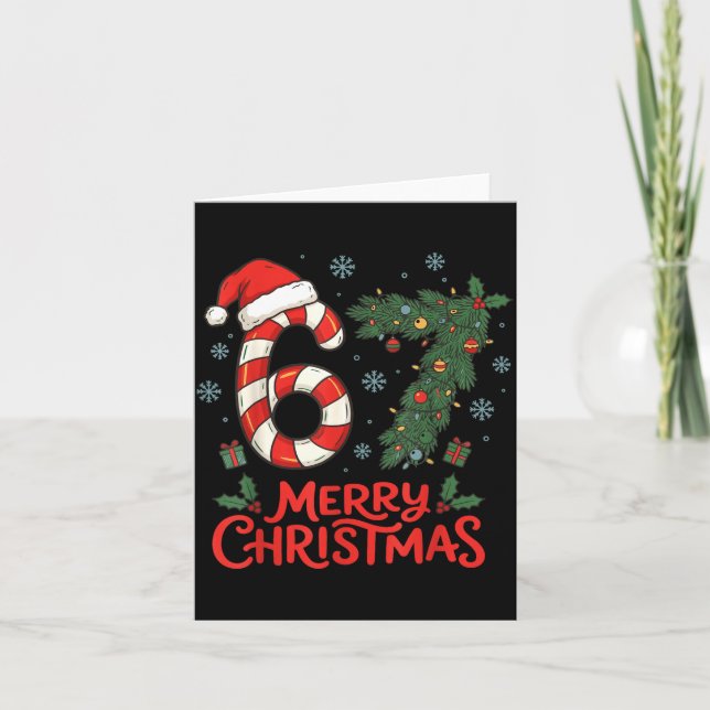 Six Seven Funny 6 7 Meme Christmas  Card (Front)
