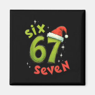 Six Seven Funny Christmas Meme Green Red Holiday Magnet