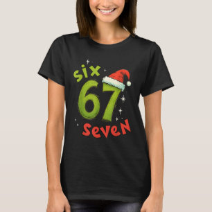 Six Seven Funny Christmas Meme Green Red Holiday T-Shirt