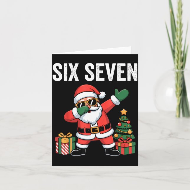 Six Seven Funny Santa Christmas 67 Meme  Card (Front)