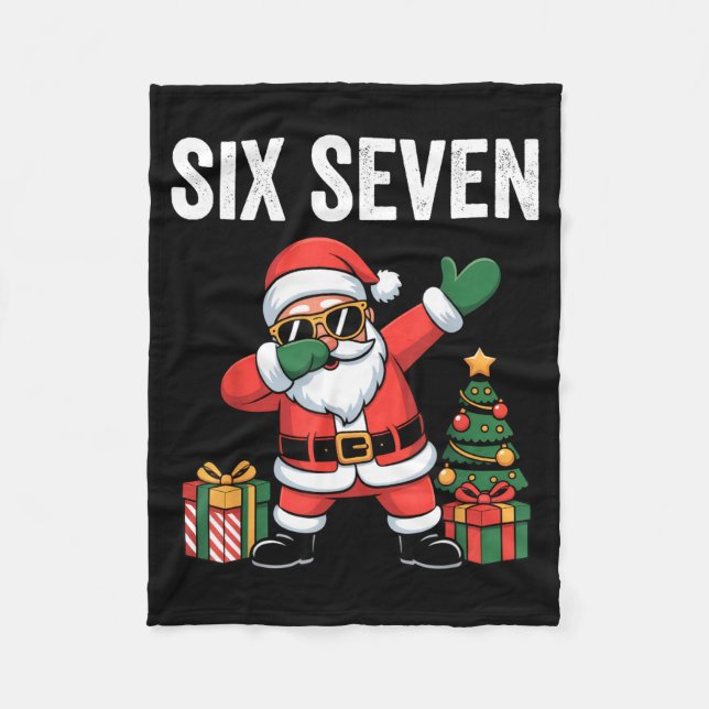 Six Seven Funny Santa Christmas 67 Meme  Fleece Blanket (Front)