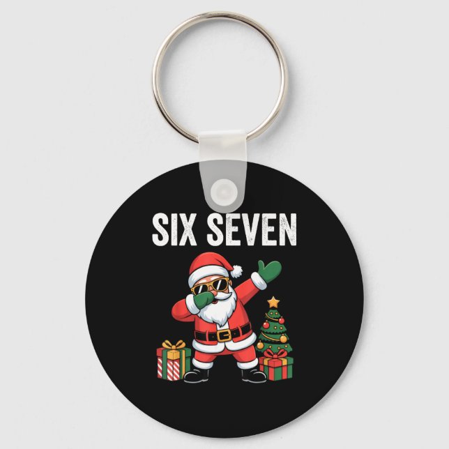 Six Seven Funny Santa Christmas 67 Meme  Key Ring (Front)