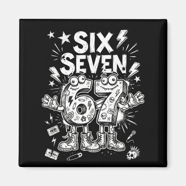 Six Seven Gen Alpha Brain Rot Meme Funny Viral Tre Magnet (Front)