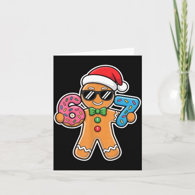 Six Seven Gingerbread 67 Funny Christmas Boys Kids Card (Front)