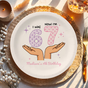 Six Seven Girl Birthday Paper Plate