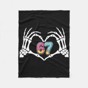 Six Seven Ice Cream Drip 67 Meme Skeleton Hands Si Fleece Blanket