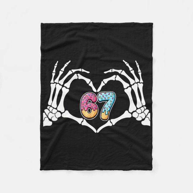Six Seven Ice Cream Drip 67 Meme Skeleton Hands Si Fleece Blanket (Front)