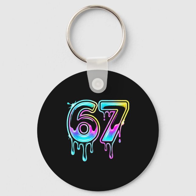 Six Seven Ice Cream Drip Cool Meme 67 Funny 6 7 Bo Key Ring (Front)