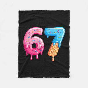 Six Seven Ice Cream Drip Cool Meme 67 Funny Number Fleece Blanket