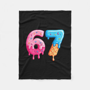 Six Seven Ice Cream Drip Cool Meme 67 Funny Number Fleece Blanket