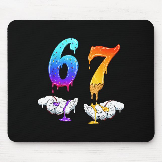 Six Seven Ice Cream Drip Cool Meme 67 Funny Number Mouse Pad (Front)