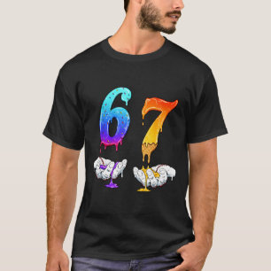 Six Seven Ice Cream Drip Cool Meme 67 Funny Number T-Shirt