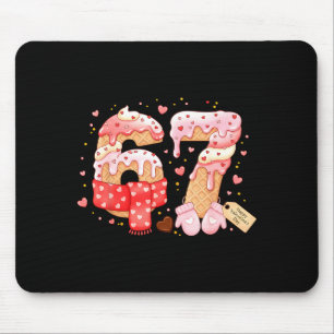 Six Seven Ice Cream Drip Cool Meme 67 Funny Valent Mouse Pad
