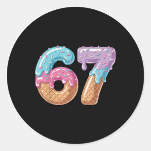 Six Seven Ice Cream Drip Funny 67 Meme Number 6 An Classic Round Sticker