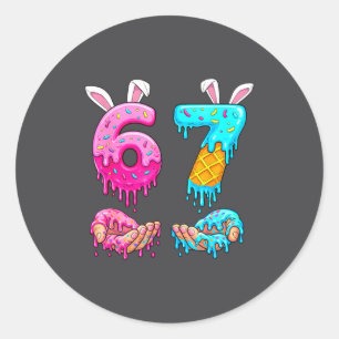 Six Seven Ice Cream Drip Kids Youth Funny 67 Hands Classic Round Sticker