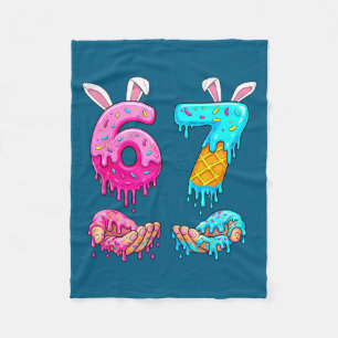 Six Seven Ice Cream Drip Kids Youth Funny 67 Hands Fleece Blanket